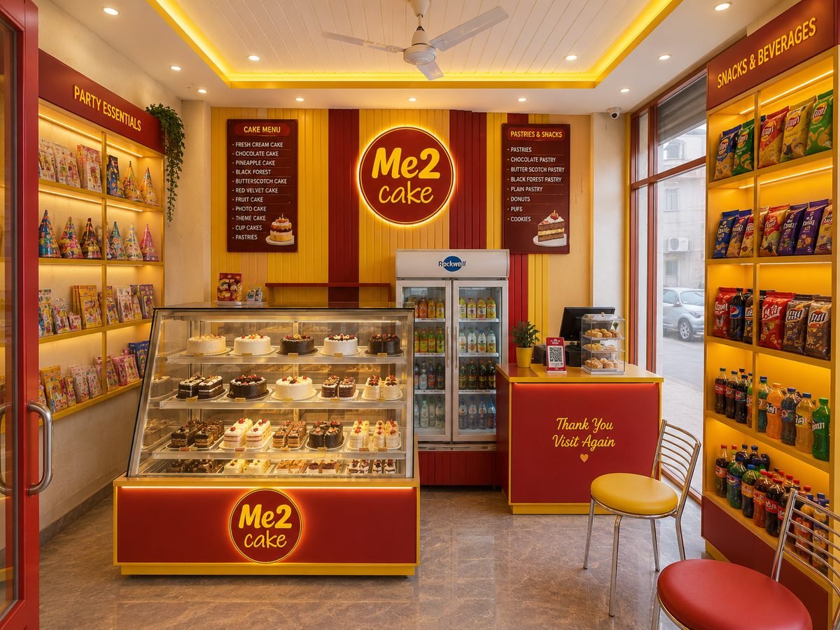Me2 Cake store interior with display counter
